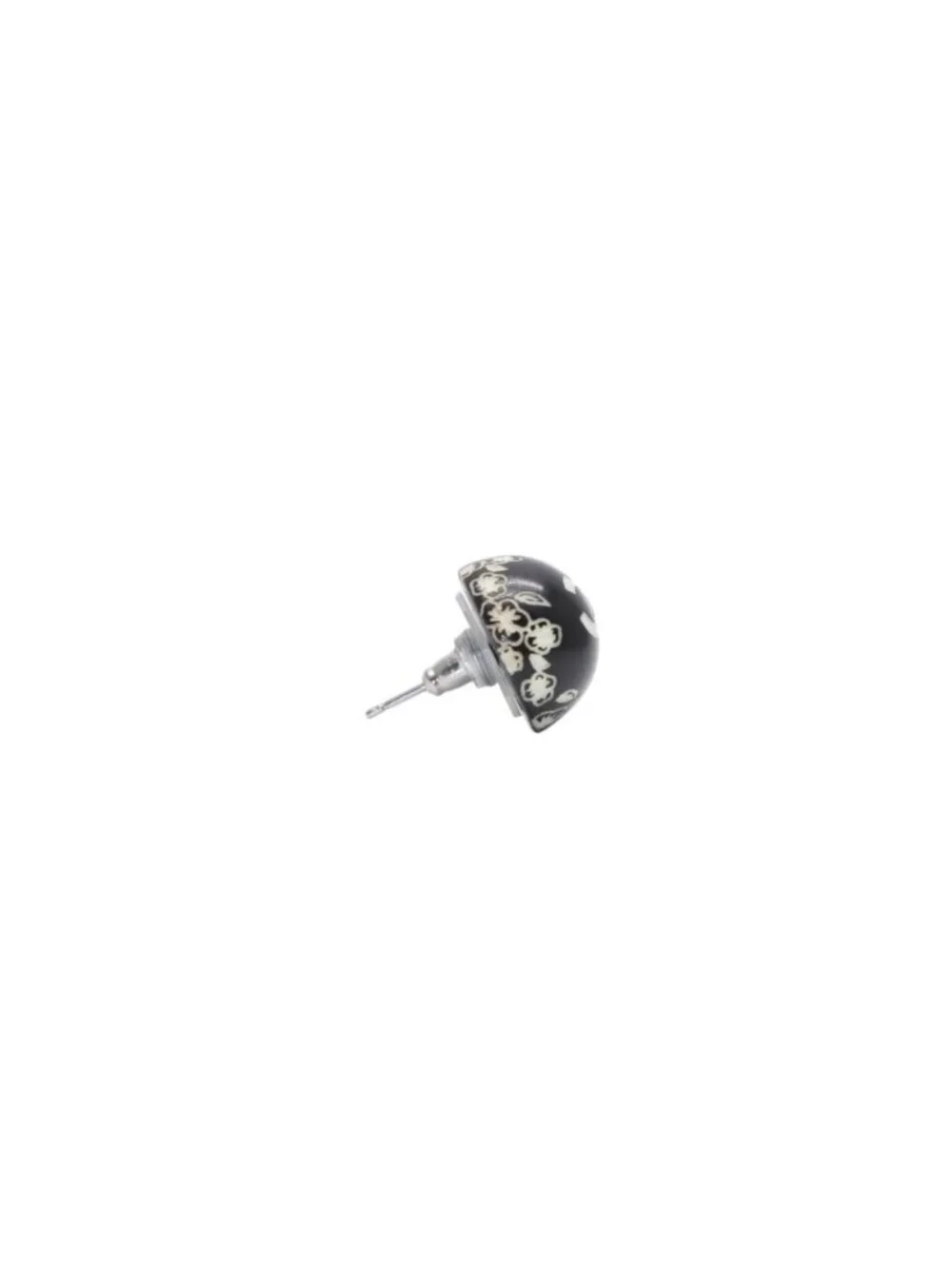 Chanel Earrings CC Logo Button &camellia Black 06c CC&camellia Silver